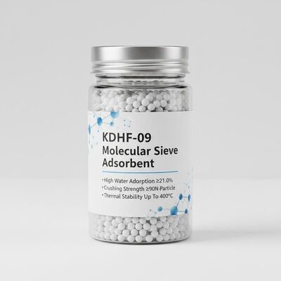 Adsorbant tamis moléculaire KDHF-09 avec une adsorption d'eau élevée ≥21,0%, une résistance à l'écrasement ≥90N/particule et une stabilité thermique jusqu'à 400°C